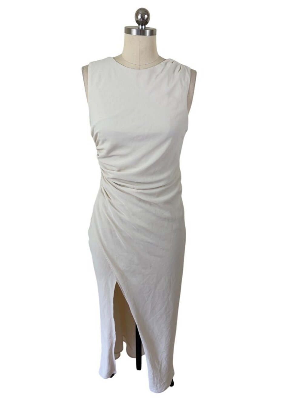 Abercrombie & Fitch Minimalist Cinched Sleeveless Midi Front Slit Dress Womens S